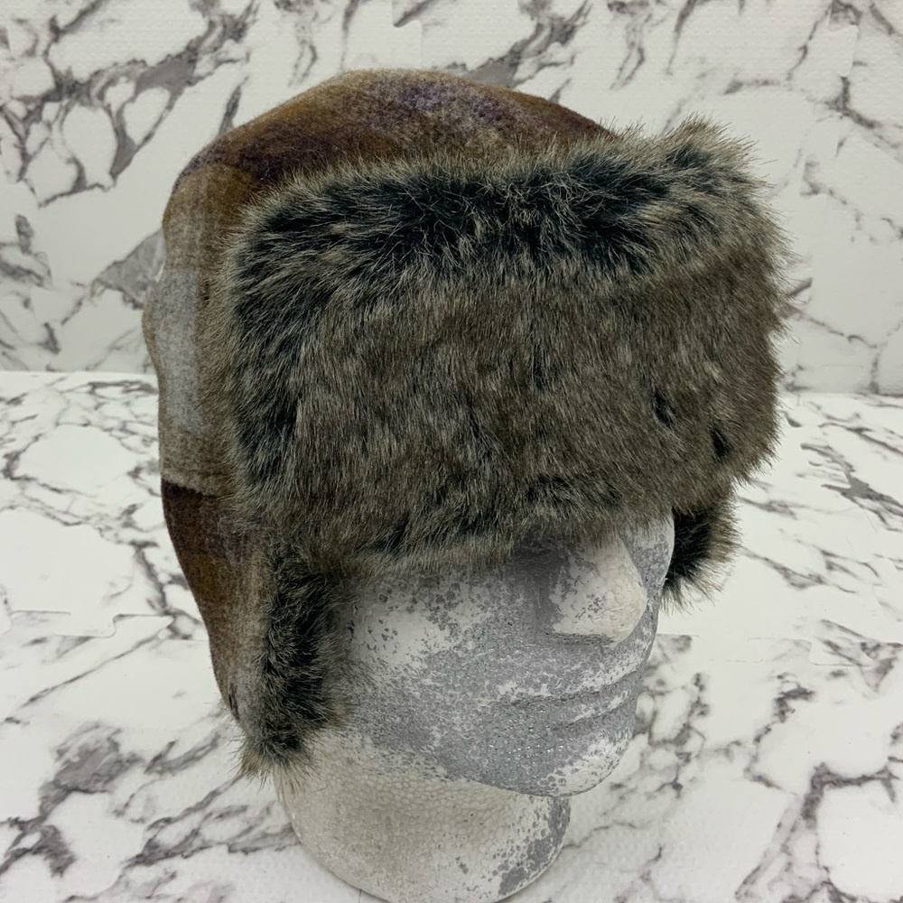 Men’s Bailey Brown Grey Trapper Faux Fur Hat